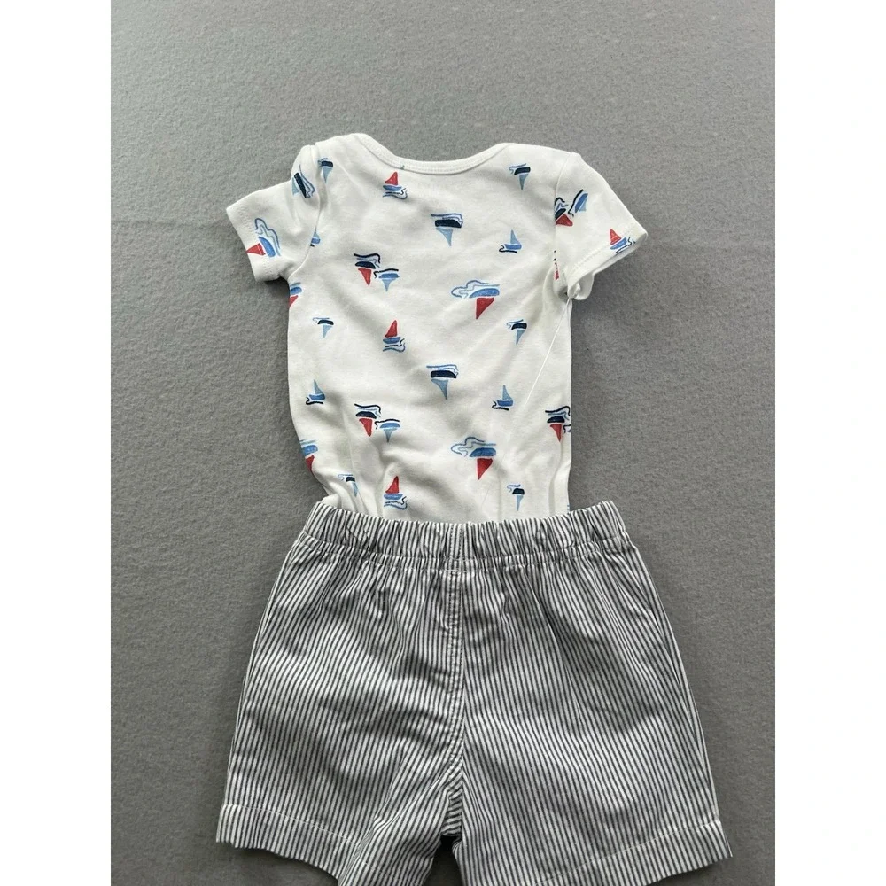 Carters Baby Toddler Boy 9 Months Nautical‎ Shorts Set Short Sleeve Seersucker